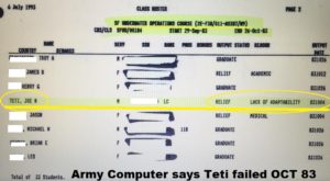 Army Computer Systems ATRRS says Teti FAILED SFCDQC OCT 1983 CLEAN