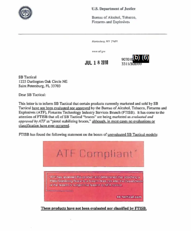 ATF Accuses SB Tactical of False Advertising